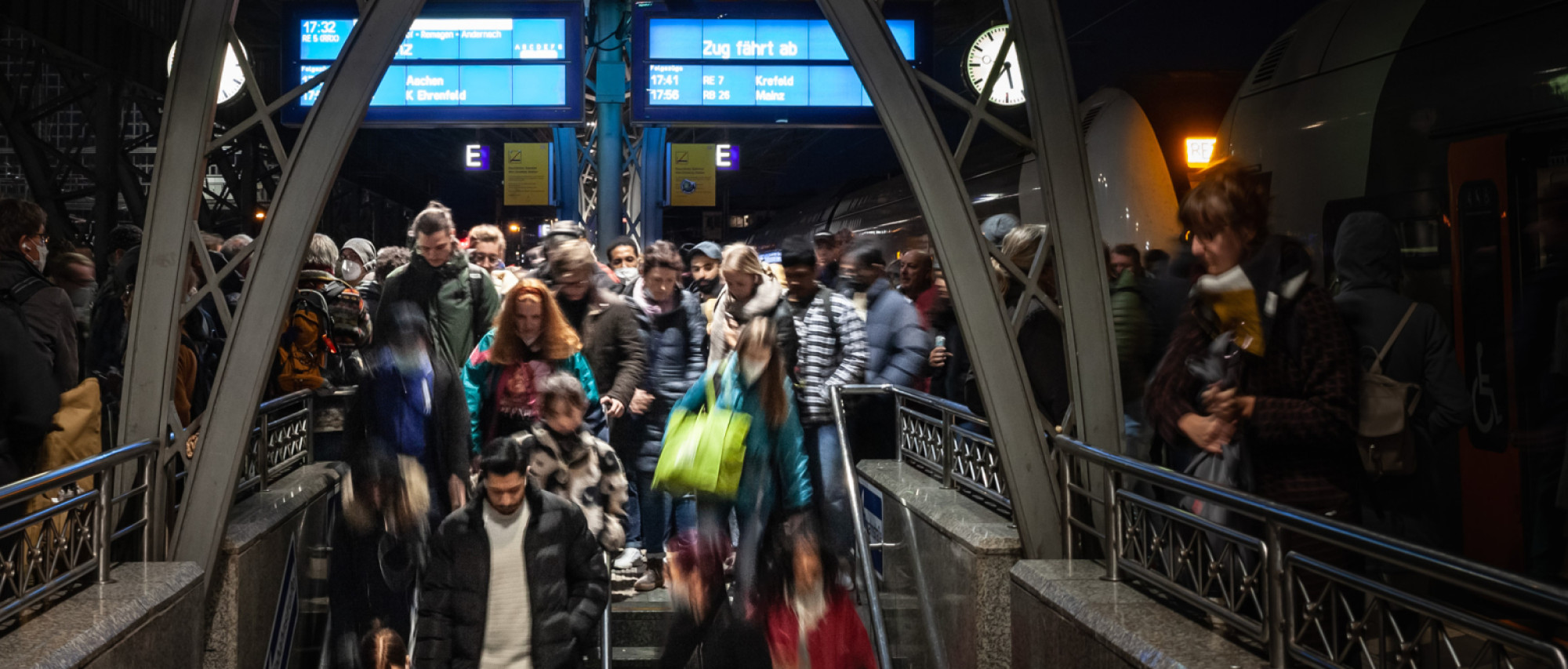 Crowd at train station