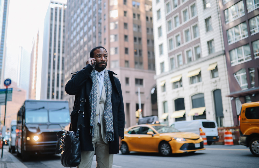 Businessman on the phone in New York