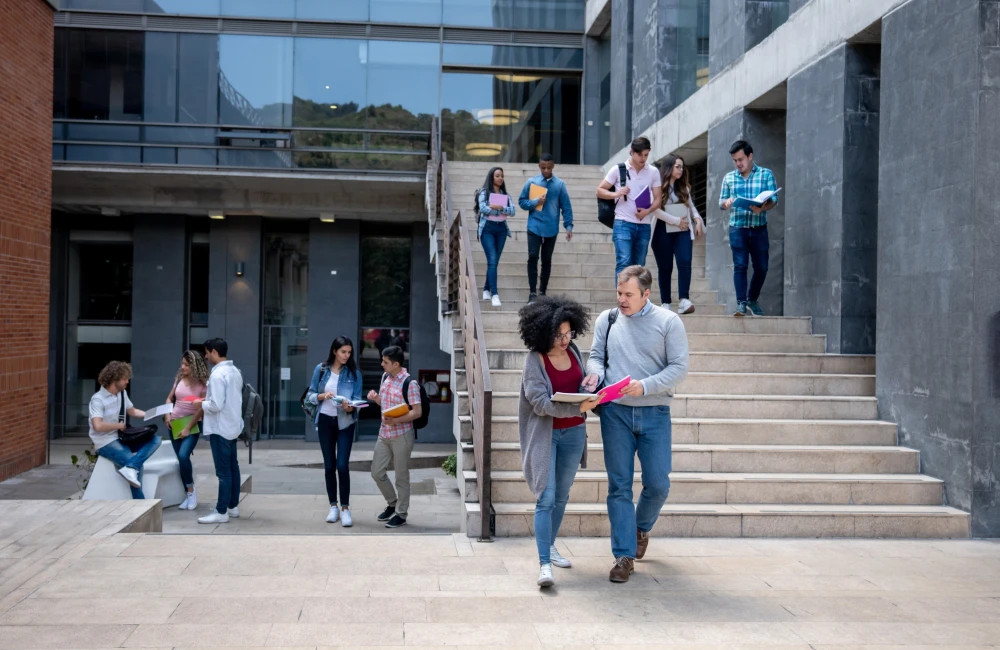 Students at the university campus
