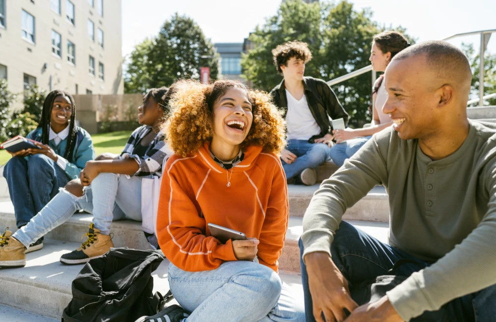 University students hanging out in campus 