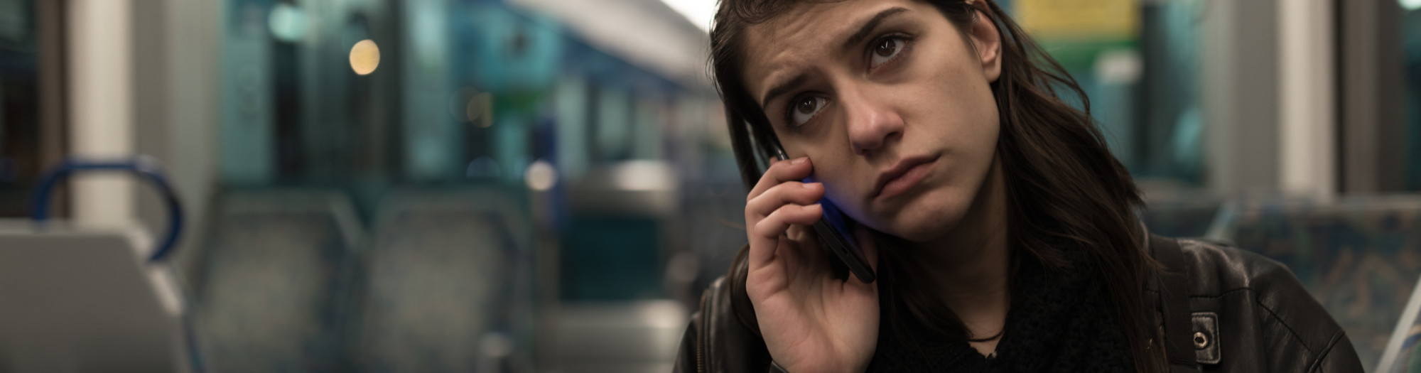 Women on her way home on the train