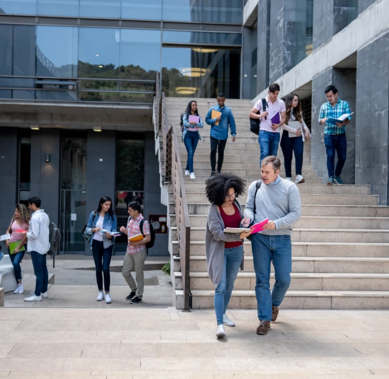 Students at the university campus