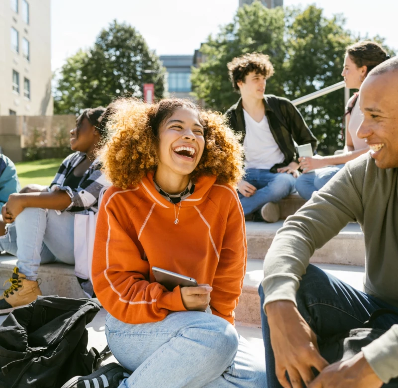 University students hanging out in campus 