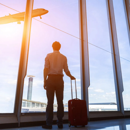 Global traveller at airport