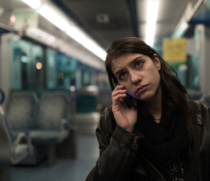 Women on her way home on the train