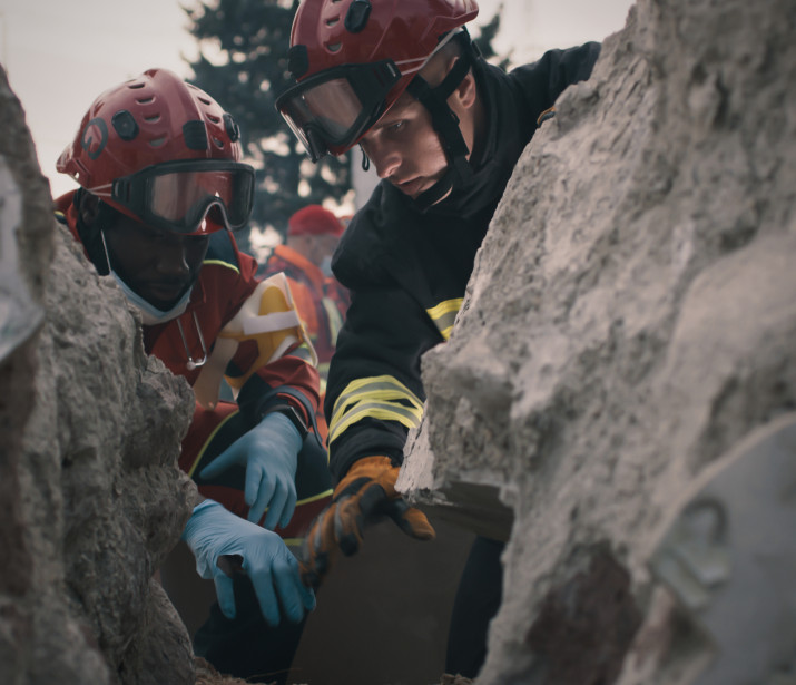 Emergency Service Workers on Rescue Mission