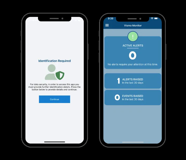 Vismo Monitor App - Face ID, Homepage